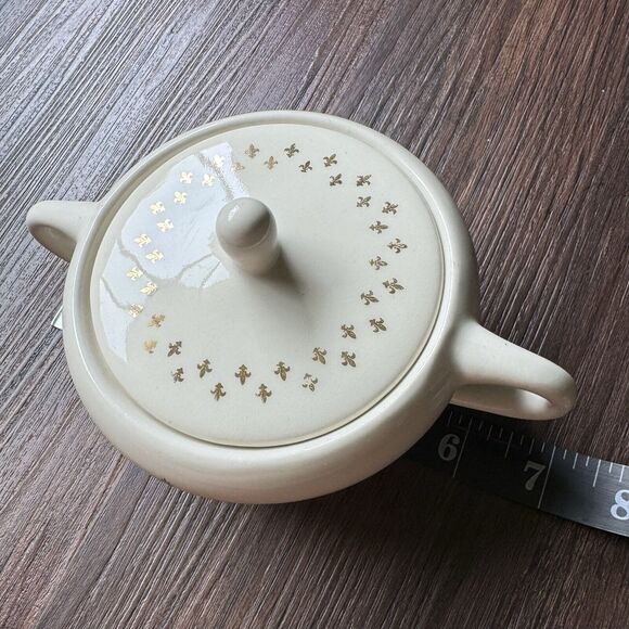 Vintage HOMER LAUGHLIN FLEUR DE LIS GOLDEN WHEAT 5 Bowls Set 5 1/2” + Sugar Dish - Picture 13 of 13